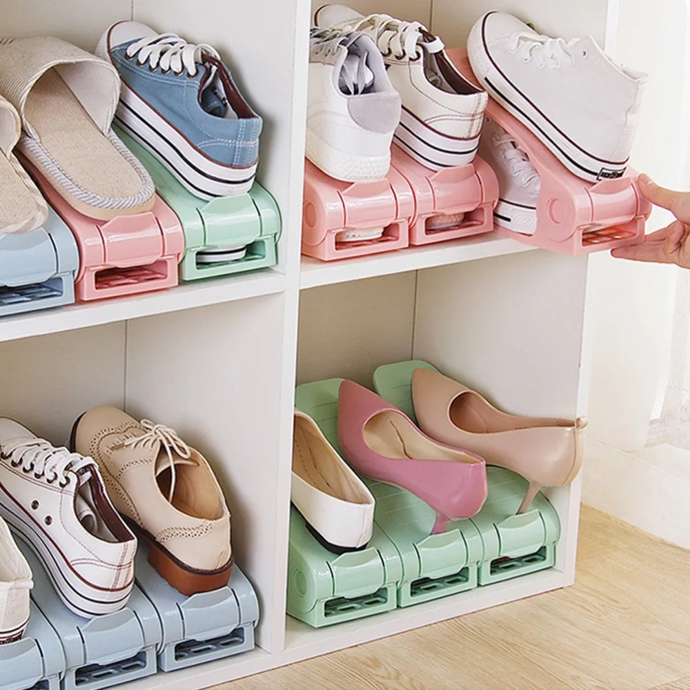 1pcs Durable Plastic Shoe Organizer Detached Double Wide Shoe Storage