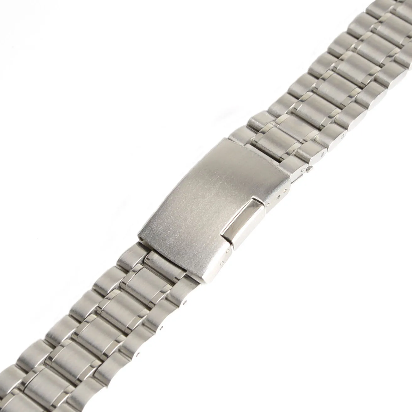 Men Women 18mm Silver Stainless Steel Watch Band Strap Buckle Bracelet