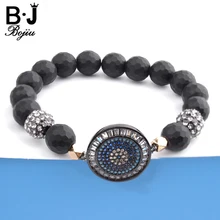 Bojiu стильный браслет Подвеска со стразами черные стеклянные бусины циркониевые Браслеты Модный браслет мужские подарки на день рождения MBC69