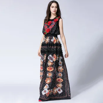 

Summer 2019 Dress Sexy Floral Embroidery Mesh Ruffles Women Print Sleeveless O Neck Night Club Body con Party Dresses Wholesale