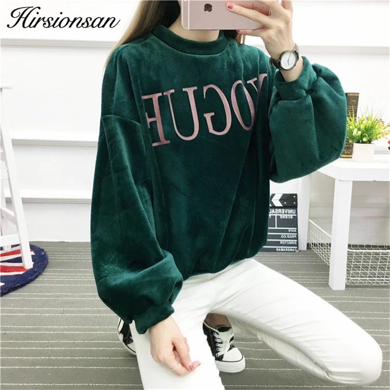 Hirsionsan Зимние толстовки с капюшоном Толстовка Для женщин Vogue печатных флис