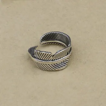 

Takahashi Kagura Goro Handmade Male Ring Retro Thai Silver Jewelry Creative Feather S925 Sterling Silver Ring Open Ended