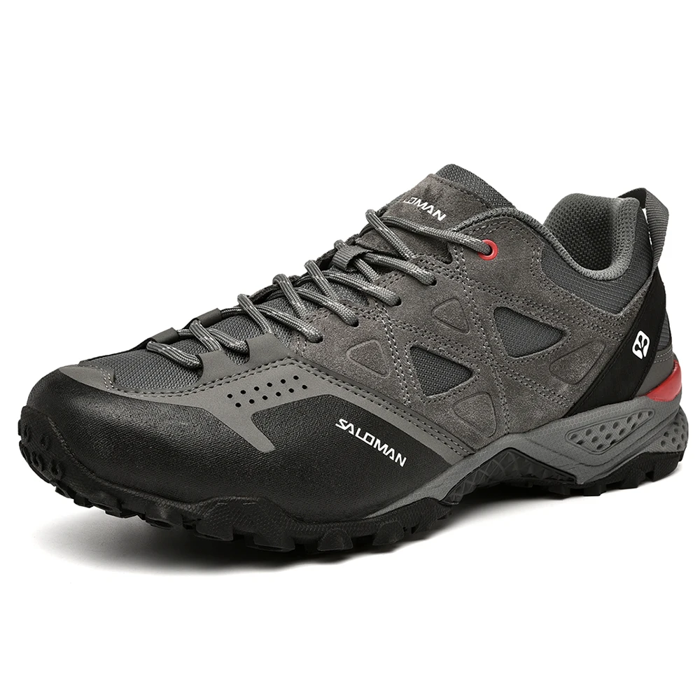 SALAMAN Men's Leather Outdoor Trekking Hiking Shoes Sneakers For Men Sport Climbing Mountain Tracking Shoes Sneaker Man 