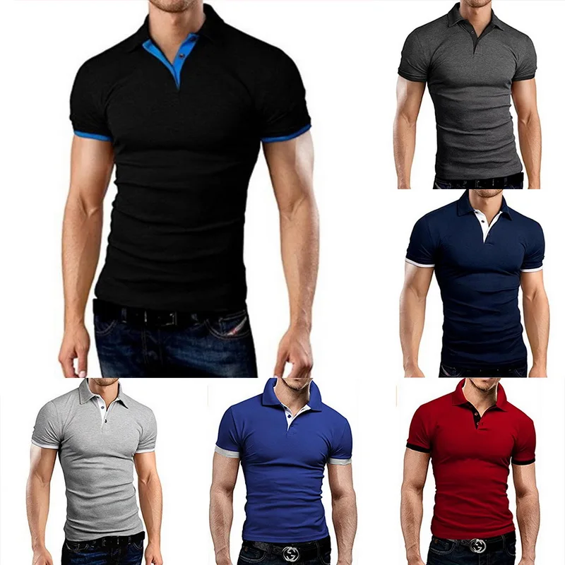 NIBESSER Mens Polo Shirt New Summer Short Sleeve Turn-over Collar Slim Tops Casual Breathable Solid Color Business Shirt