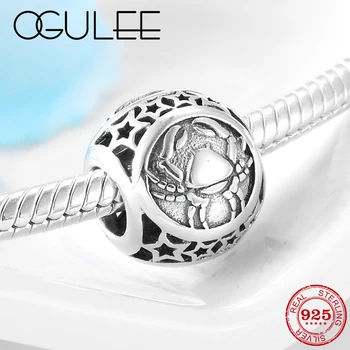 

12 constellations Star Sign Cancer 925 Sterling Silver Fine Charm Metal Beads Jewelry Making Fit Original Pandora Bracelets DIY