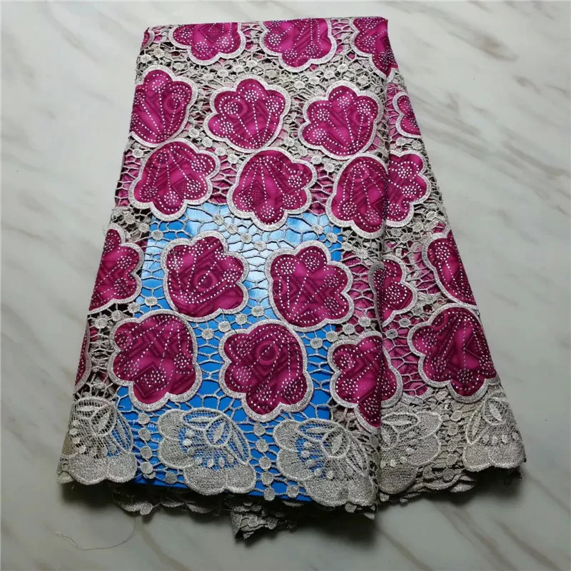 

Ankara Guipure Wax Fabric With Pearls 2019 New Design Embroidered For Wedding Dress Material African Wax Fabric PL031201