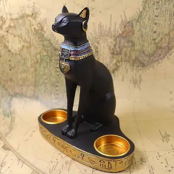 

Egyptian Cat Ornament Candlestick European Style Innovative Resin Cat God Best Living Room Study Office Decoration