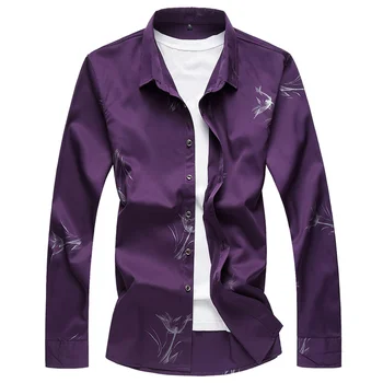 

Men Clothing 2018 Summer New Shirt Print Flower Fashion Casual Soft Comfortable Man Long Sleeve Shirt Shirt Hawaii Shirt