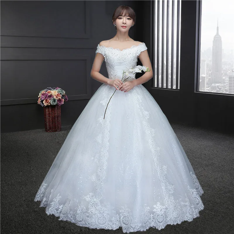 

robe de soiree Ball Gown 2018 Charming Cap Sleeve Tulle Lace Edge Appliques Sequined Vintage Boho Wedding Dress