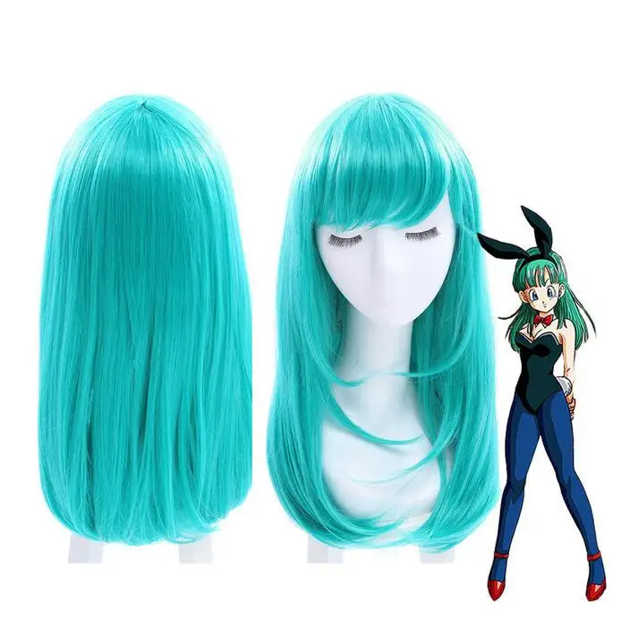 

Jewelry Wig Dragon Ball Bulma Medium Long Straight Bangs Green Cosplay Wig Party Hair Wigs Free Shipping