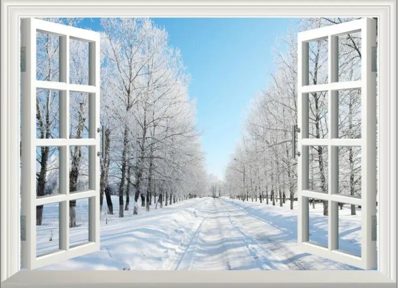 зимнее окно. окно с зимним пейзажем. пластиковые окна зима. открытое пластиковое окно. вид из окна зима.