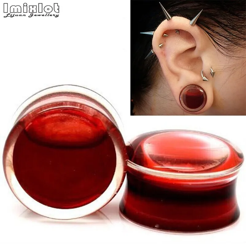 Buy 1 Pair Red Liquid Blood Ear Gauges Acrylic Ear