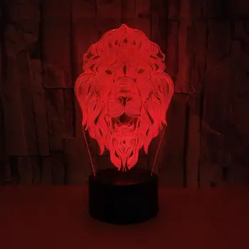 

Colorful LED 3D Vision Night Light Male Lion Image Touchment Control Color 3D Night Lamp Desk Light