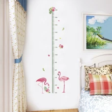 Фламинго высота мера наклейки на стены для детской комнаты наклейки на стены Рост Диаграмма спальня ПВХ Наклейка на стену Фреска Искусство Diy