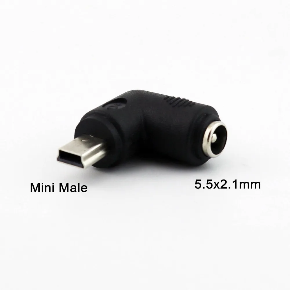 5 шт. DC 5,5x2,1 мм Женский к Mini USB B 5-контактный штекер 90 градусов прямоугольный разъем адаптера питания