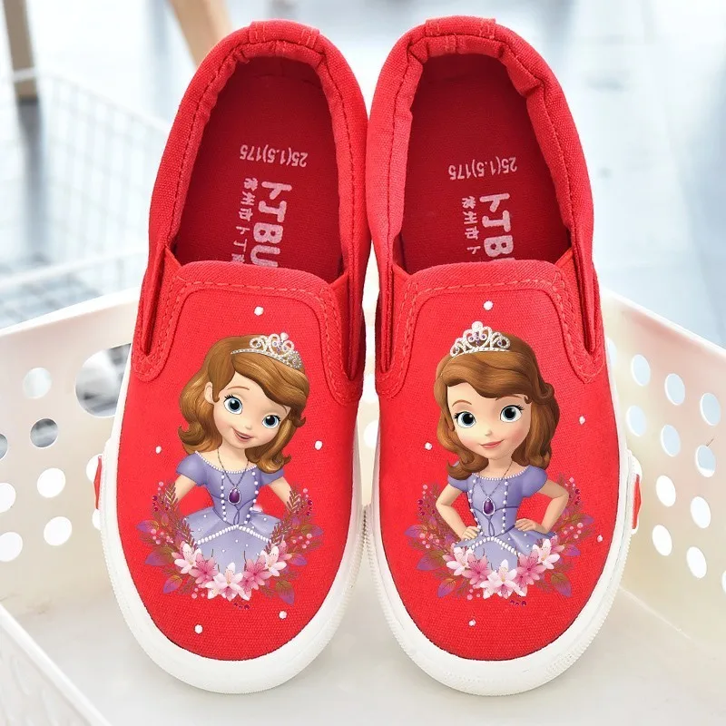 Новые летние дышащие детские холст девушки мультфильм София принцесса обувь детская обувь - Цвет: Красный