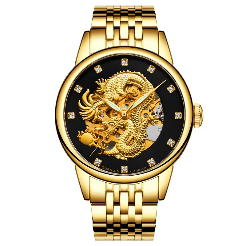 

High Diamond File Full Hollow Out Automatic Mechanics Surface Steel Bring Noctilucent Waterproof Wrist Watch Man Fashion Casual