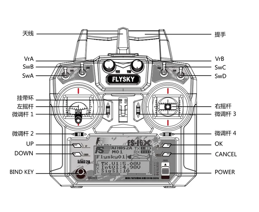2,4 ГГц Flysky FS-i6X FS I6X 10CH rc-передатчик с i-BUS, с помощью которого можно IA6B X6B A8S IA10B приемник для RC Квадрокоптер, Мультикоптер режим 2