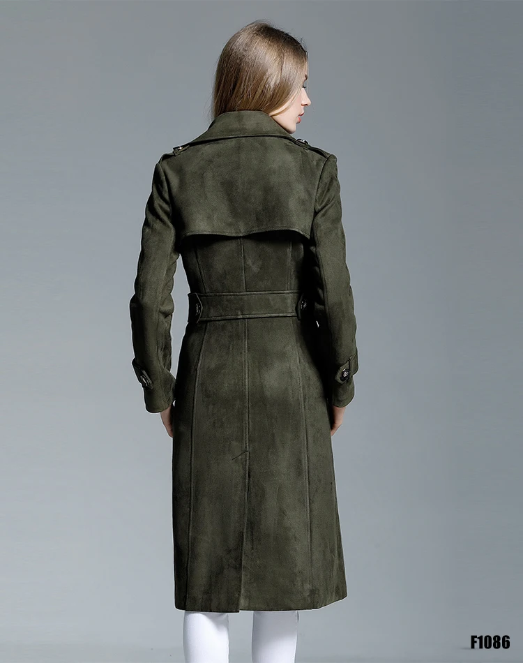 CHAOJUE Брендовое удлиненное замшевое пальто для женщин осень/зима дизайн плюс размер верхняя одежда для офисных леди тонкое пальто