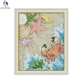 

Needlework 14CT 11CT Count Print On Canvas Cross Stitch Schemes Home Decoration The Beach DIY Handmade Crafts Factory Wholesale