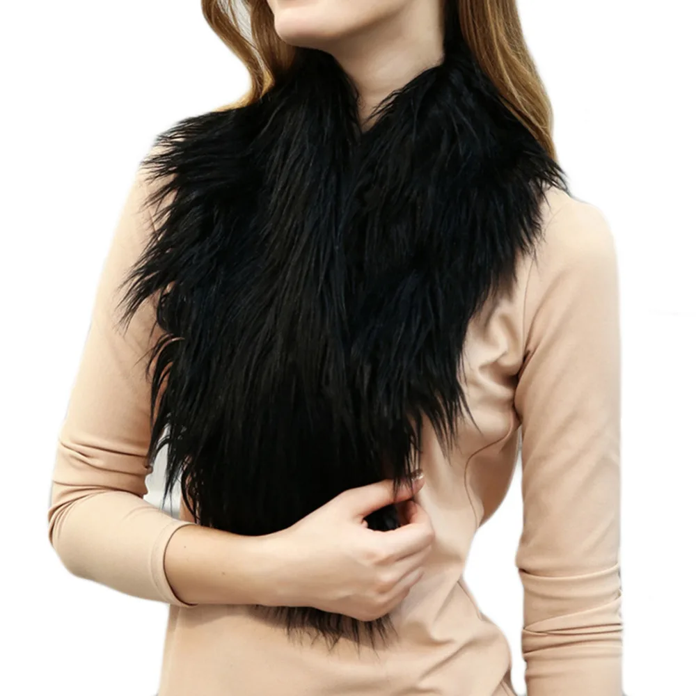 Fashion Faux Fur Scarf For Women Warm Winter Fur Pashmina Fluffy Scarf