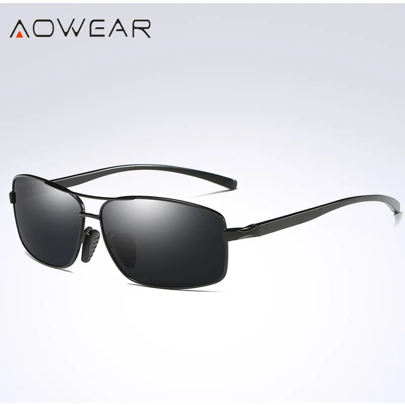 AOWEAR мужские прямоугольные мужские солнцезащитные очки для вождения поляризационные солнцезащитные очки для вождения брендовые дизайнерские металлические солнцезащитные очки de sol