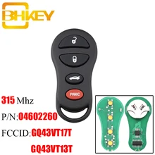 Bhkey 3 + 1 4 botões remoto chave do carro para chrylser gq43vt17t/13 t 315 mhz para jeep dodge 2002 2003 2004 2005 caravana dakota durango