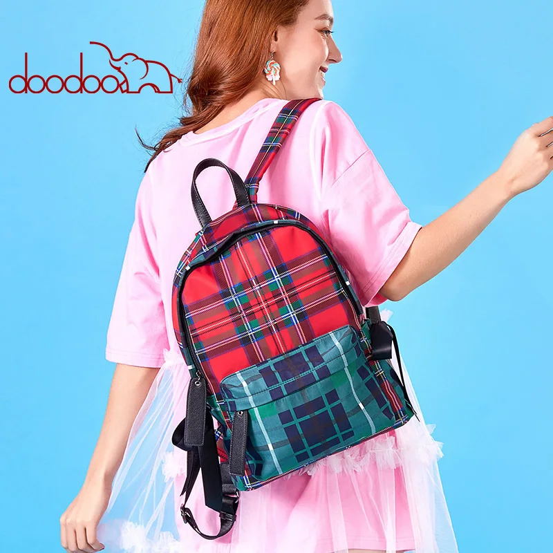 

New Pattern Both Shoulders Package Woman Capacity School Wind Both Shoulders Backpack Fashion Trend Lattice Package girl bagpack