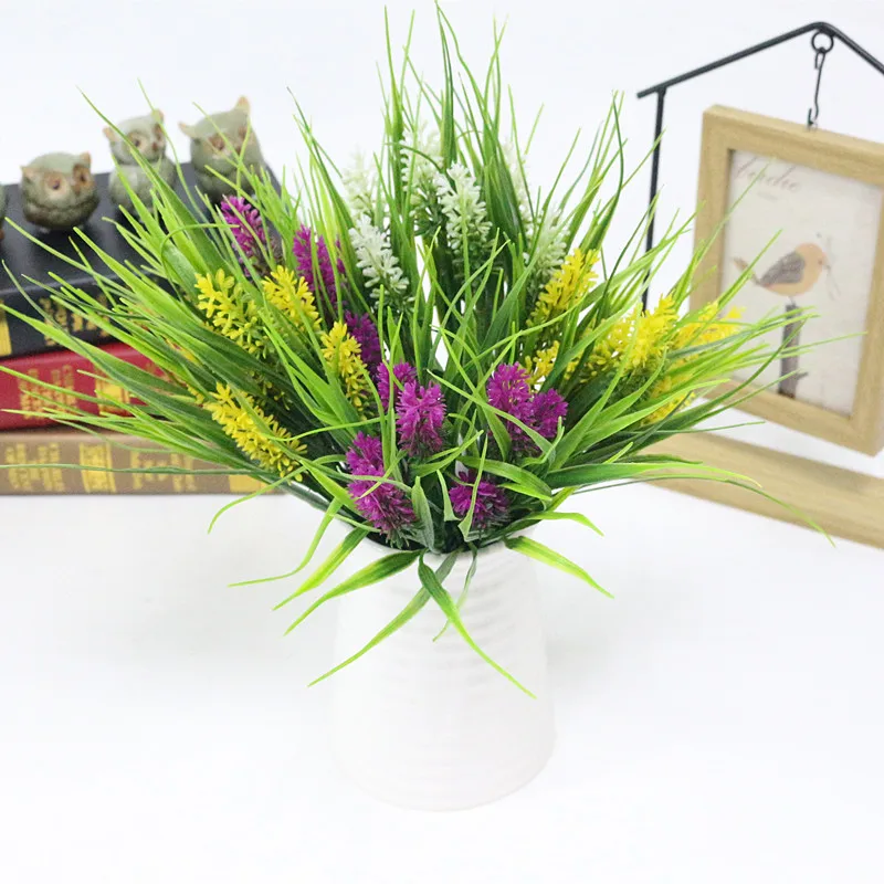 Flone 7 Branch Romantic Provence Lavender Plastic Flower Artificial Flowers Grain Wedding Home Home Decorative Simulation Flower (38)