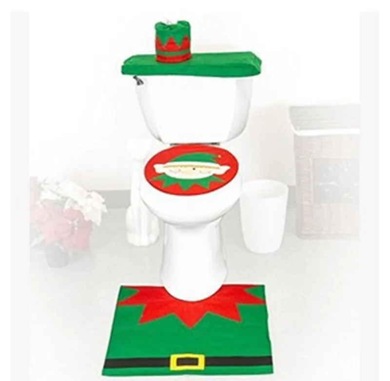 Рождественские украшения Elves туалетные наборы поставки для рождественского сиденья унитаза плюс коврик для ног крышка бака и Наборы полотенец