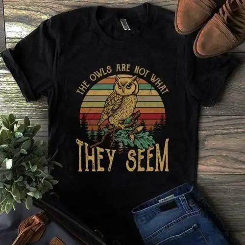 

The Owls Are Not What They Seem Vintage Tshirt Cotton Men Black Made In Usa