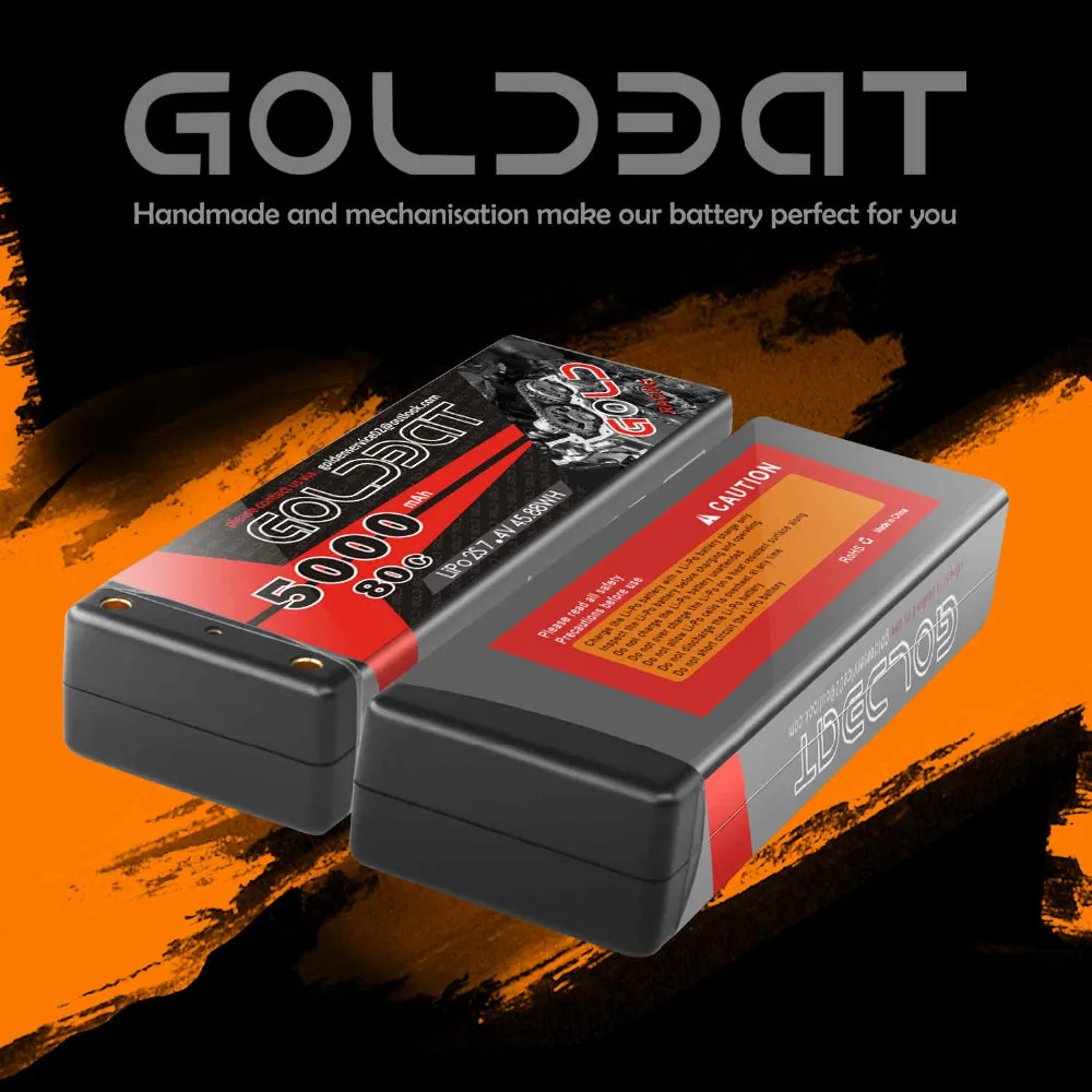 2 единицы GOLDBAT 7,4 V lipo батарея 5000mAh RC Car 80C батарея lipo 2S Lipo перезаряжаемая с штекером Deans для RC автомобиля лодки грузовика Roar