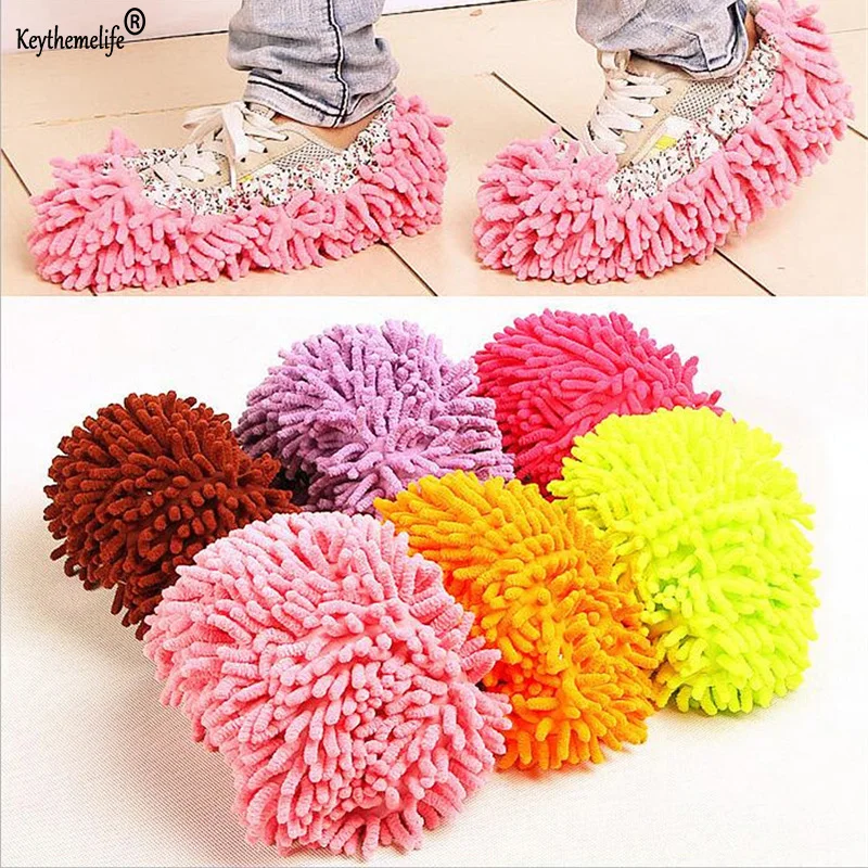 1pcs Bathroom Floor Shoes Covers Top Fashion Special Offer Polyester Solid Dust Cleaner Cleaning Mop Slipper Cleaner Shoe