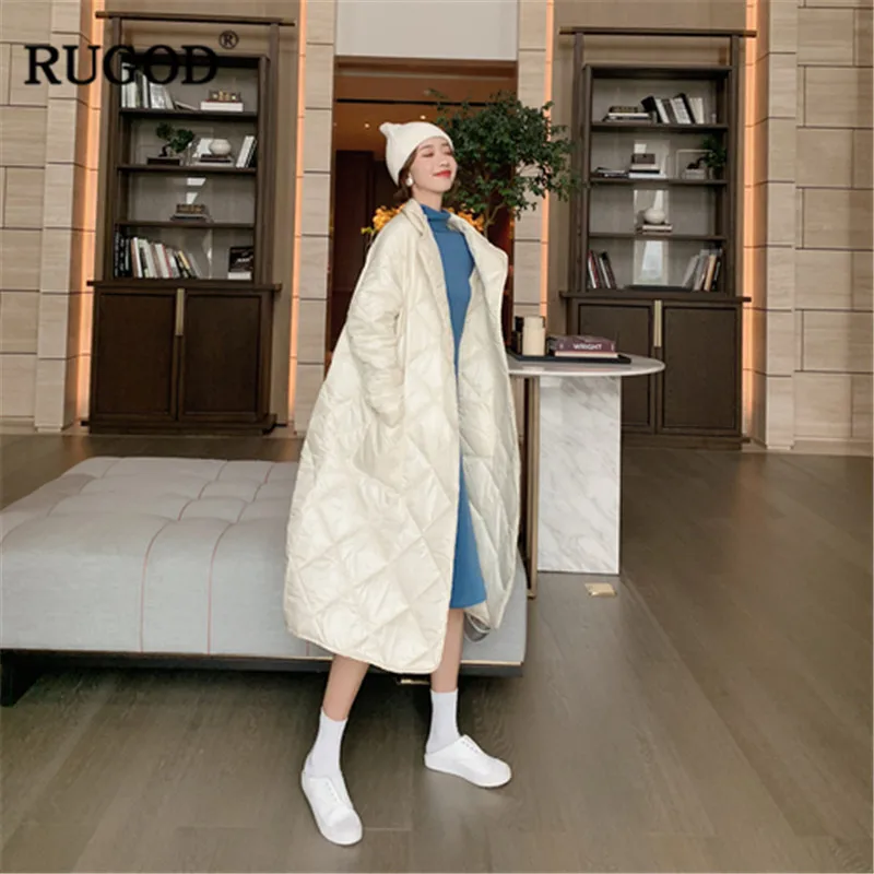 RUGOD X Long теплая зимняя женская одежда однотонное женское пальто с широкой талией