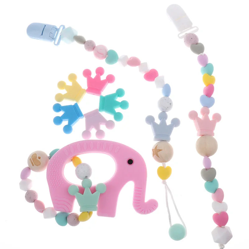 식품 등급 실리콘 크라운 비즈  Teether 목걸이 구슬   씹는 보석 액세서리 DIY Teether 장난감, 10 개