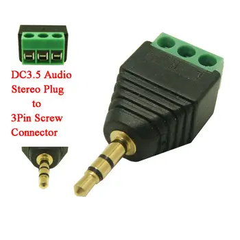 

free shipping 5pcs AUDIO stereo plug 3.5 to 3pin connector AUDIO plug 3.5mm 3 Tracks Stereo Audio Male Plug For CCTV Camera
