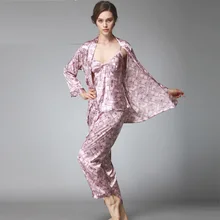 Одежда для сна, одежда для сна, свободные, искусственные шелковые пижамы для женщин комплект ювелирных изделий высокое качество женский 3 шт./компл. мягкий шелк клетчатые домашние комплекты пижамы SY018