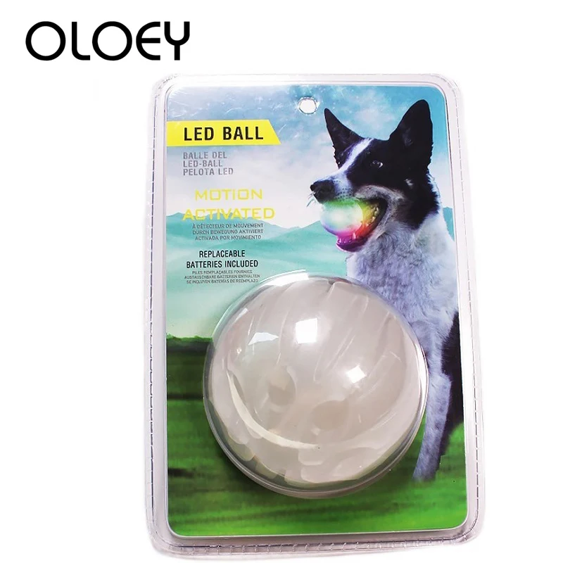 

New Pet Dog Ball Toy with LED Light Glowing Rubber Outdoor Training Puppy Playing Chew Bite Dog Toys Ball White
