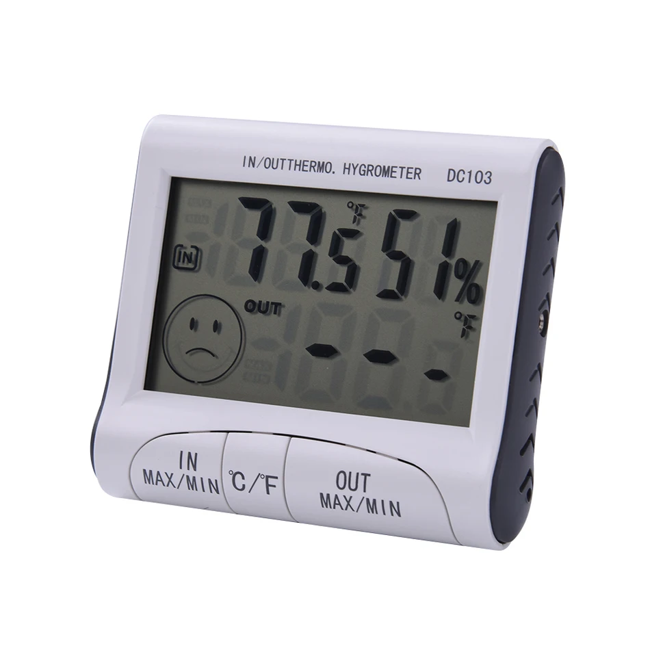 Portable LCD Digital Indoor Outdoor Thermometer Hygrometer with Clock