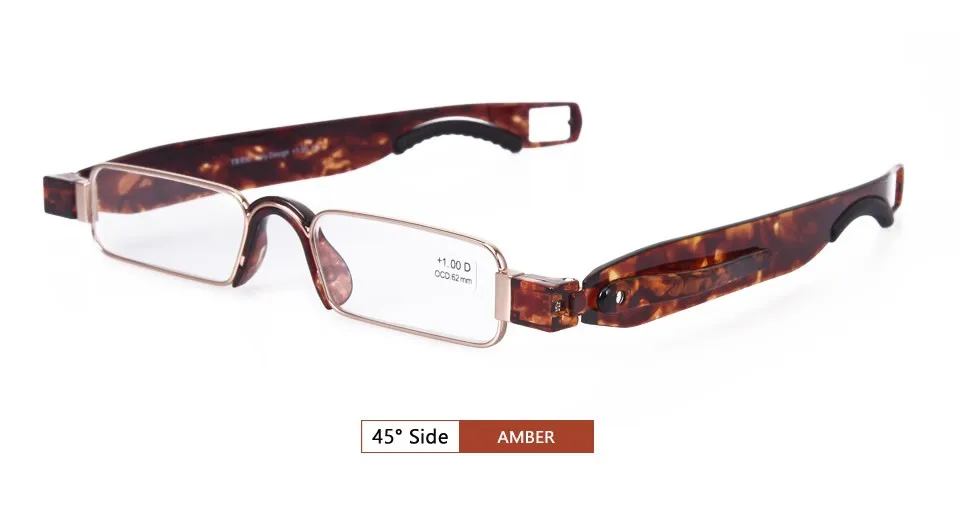 Guanhao Ретро без оправы повернуть складные очки для чтения TR90 рамка Смола объектива очки при дальнозоркости, Портативный очки с Чехол