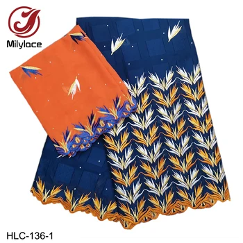 

2019 high quality Swiss Voile Lace 100%Cotton Fabric French Lace Fabric Chiffon With Stones Embroidery HLC-136