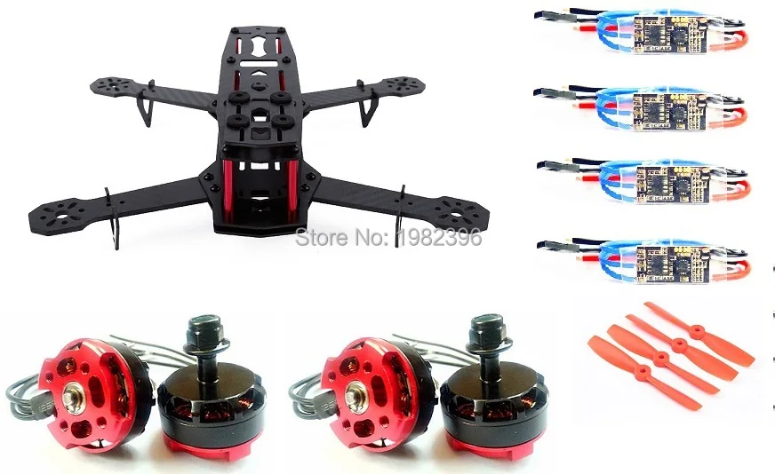 

Blackout QAV250 Carbon Fiber Mini 250 FPV Quadcopter Frame + RS2205 2300kv motor + 20A ESC para Quad