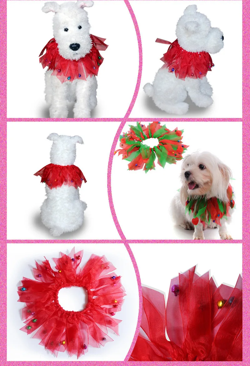 Christmas Pet Cat Dog Collar Halloween Belling Star Decor Dog Collars Kitten Puppy Xmas Cosplay Dogs Cats Lace Mesh Neck (6)