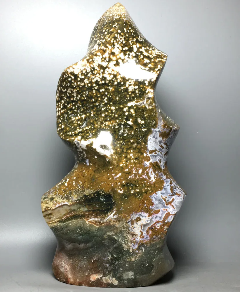 

955GNatural Stones Ocean Jasper FIAME Mineral Ore Specimen Crystal Quartz Home Desk Decorations Reiki Fengshui Collection