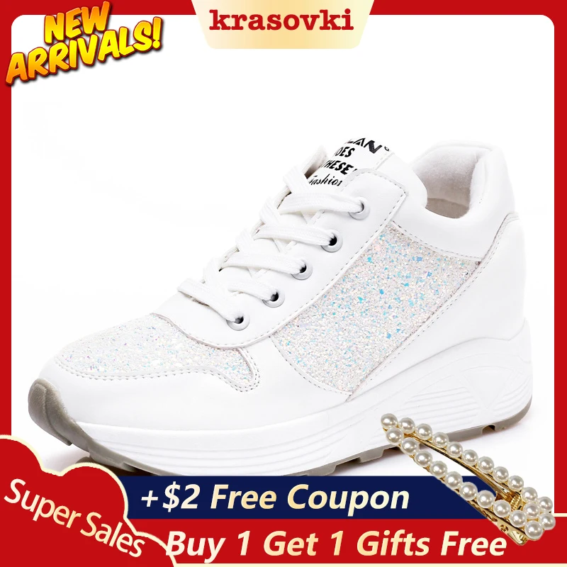 

Krasovki Brand Women Sneakers Platform 2019 Spring Women Wedges Casual Shoes Comfortable White Black Canvas Shoes Women Sneakers