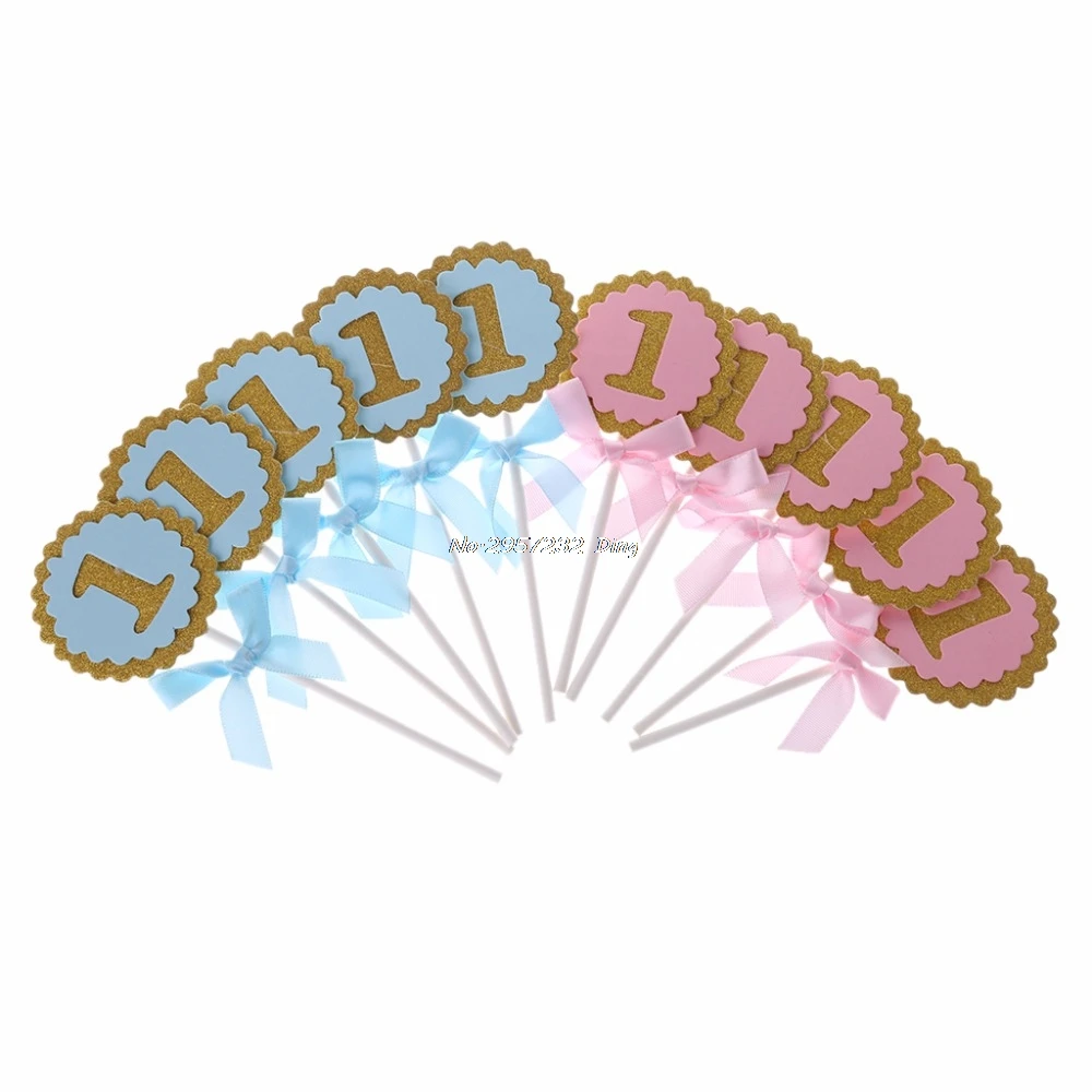

10pc Round 1 Year Baby Birthday Party Cupcake Decoration DIY Cake Topper Supplie UU7.9