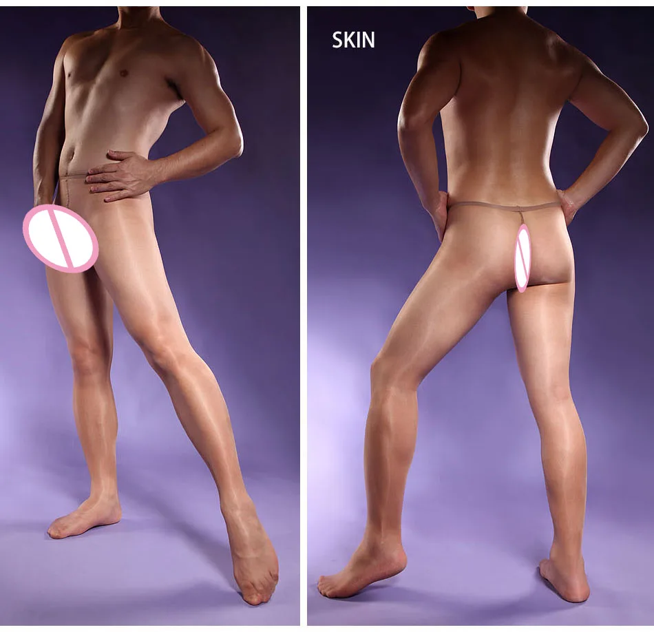 Men' s 10D Thin Oil Shine Full Sheer Front Open Crotch Pantyhose Sexy Tights Socks Extremly Elastic DOYEAH 0888