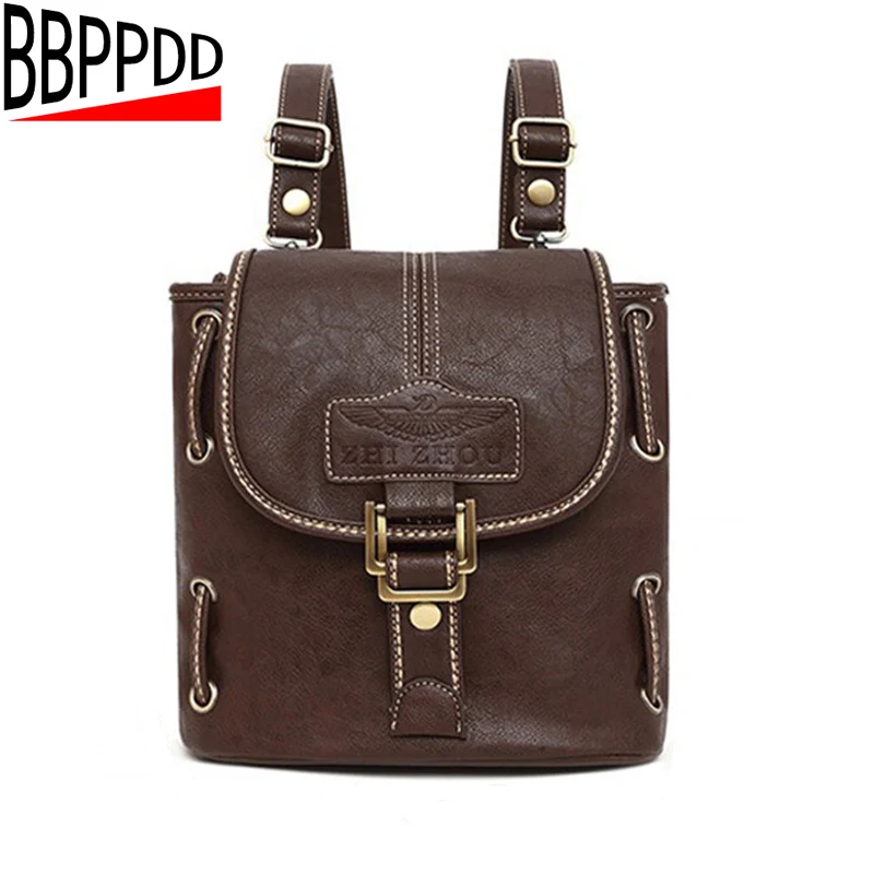 

BBPPDD 2018 vintage women backpack PU leather school backpacks for teenage girls casual large capacity shoulder bags