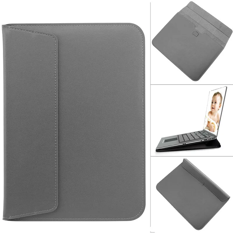 Universal Laptop Sleeve Bag Case For Macbook Air Pro 11 13 15 inch PU Leather Notebook Folio Case Cover Pouch Stand Holder (17)