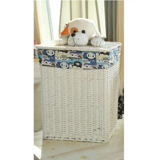 De cestas de mimbre con tapas gran lavandería cesta para ropa blanca